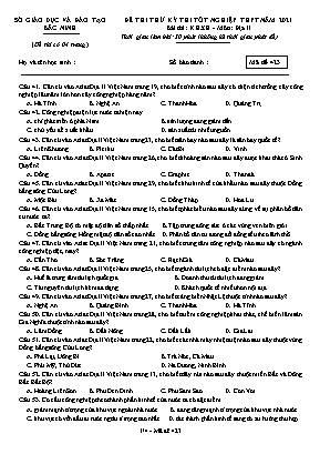 Đề thi thử Tốt nghiệp THPT môn Địa lí - Mã đề 423 - Năm học 2020-2021 - Sở giáo dục và đào tạo Bắc Ninh (Có đáp án)